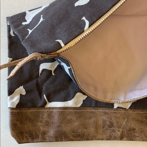 Tea Rex | Canvas Dog Design Leather Bottom Zipper Pouch Travel Bag | Animal Love - Picture 6 of 8